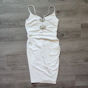 NWT Lulu's Women's White Bodycon Sleeveless Knee Length Formal Dress Small S